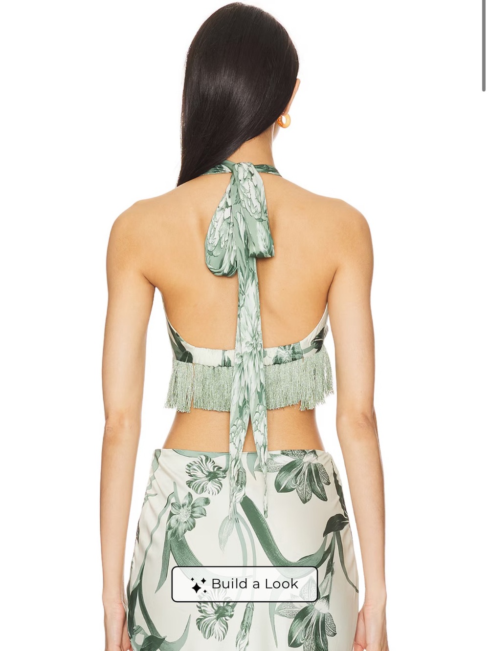 NWT Rococo Sand SET Sage Green Fringe Halter Top & Maxi Skirt M/S Revolve - Picture 4 of 9